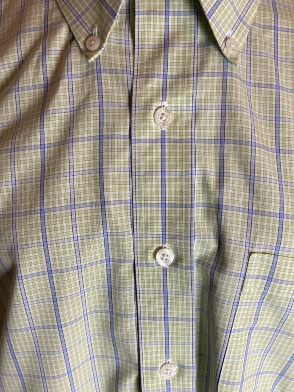 Brooks Brothers Regent Original Polo Shirt Plaid Supima Mint Green Mens Medium